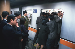 TOKYO, JAPAN - 1997/10/01: Rush hour at Shibuya subway station in Tokyo. (Photo by Gerhard Joren/LightRocket via Getty Images)