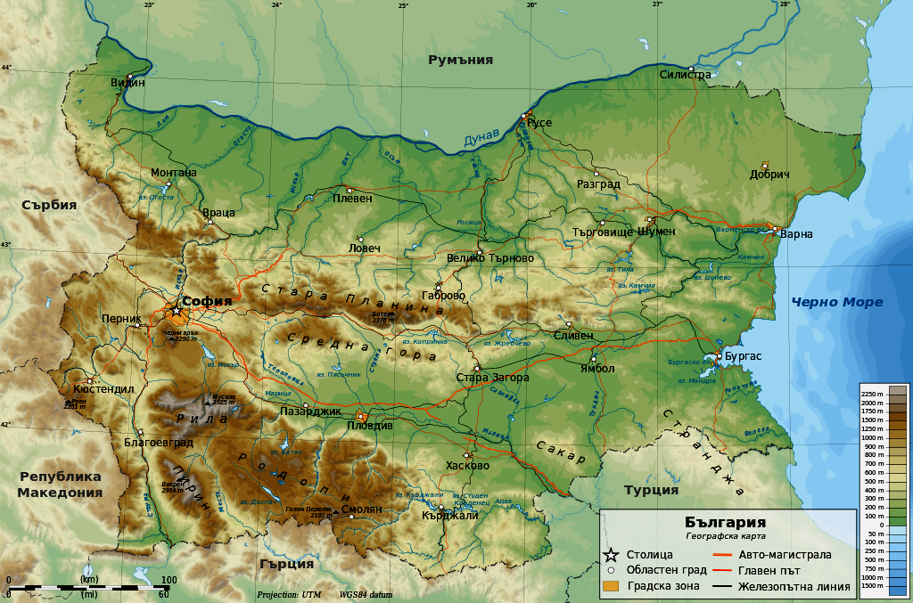 карта на планините в българия